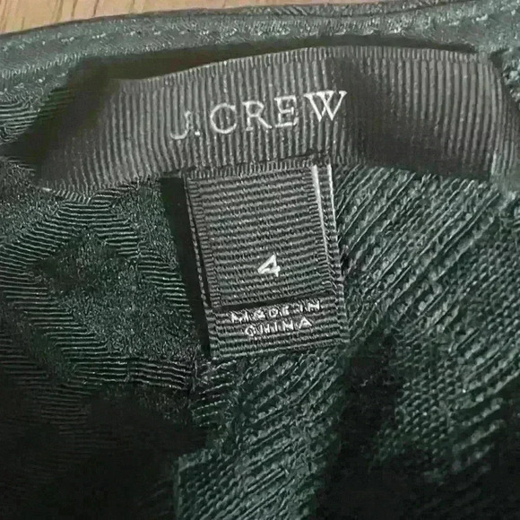 J Crew Women's Matelasse Zip Top Size 4 Green Geometric Embossed Boxy Blouse - Picture 7 of 8